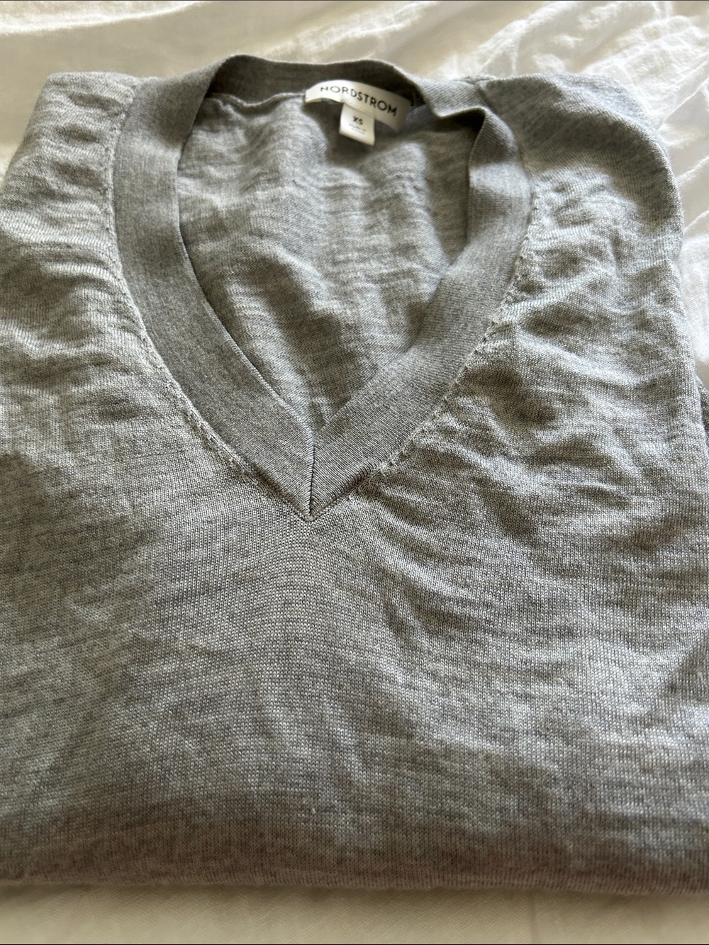 Nordstrom women Light Gray V-Neck Sweater